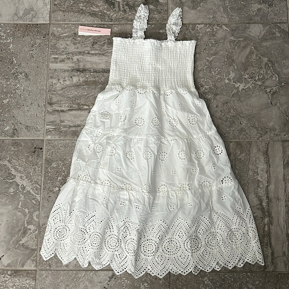 Aqua Girls' Smocked Eyelet Midi Dress, Big Kid Size XL New w/Tag - Picture 3 of 8